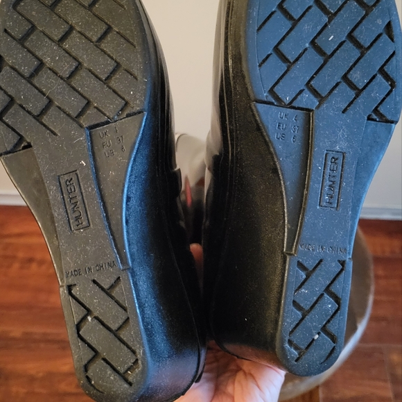 Black Hunter wedge rainboots sz 6/37 - Picture 6 of 6